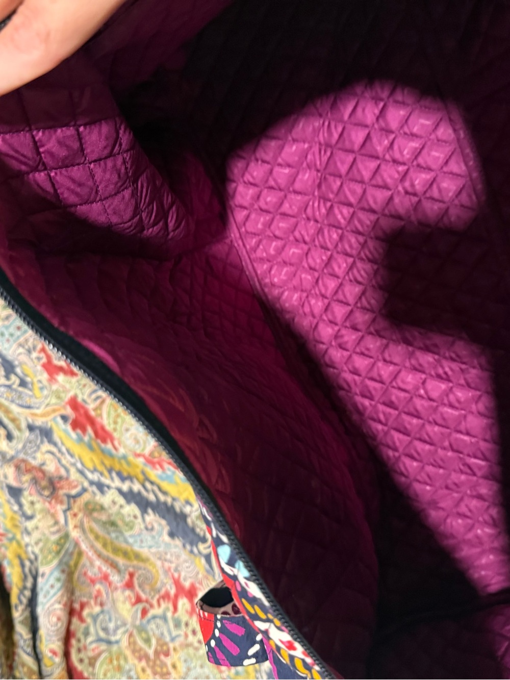 Vera Bradley Navy Paisley Quilted Travel Bag with Pink, Red, Aqua Accents - Picture 2 of 2